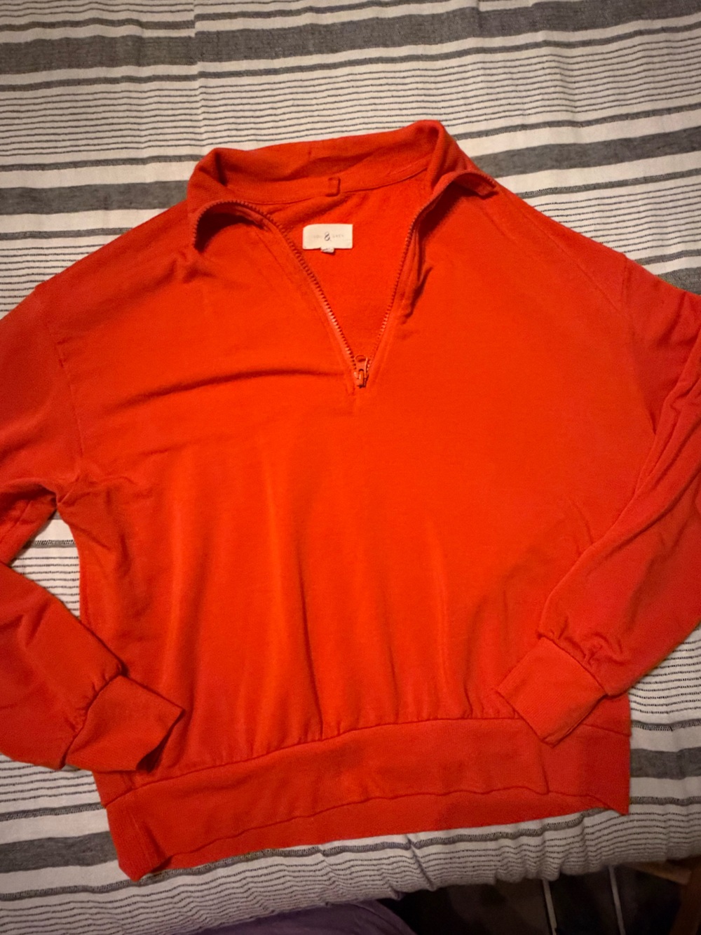 Lou & Grey Zip-Neck Pullover in Bright Orange